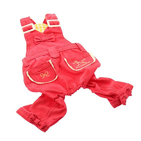 NEW FASHION Red M Soft Dog Puppy Jeans Pet Dog Clothes for Small Dogs