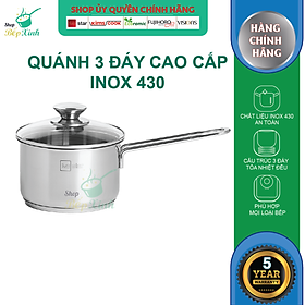 Mua Quánh bột cháo 3 đáy inox 430 Fivestar Standard nắp kính dùng bếp từ (14cm)