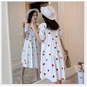 ĐẦM BẦU VÁY BẦU CÔNG SỞ KẾT TRÁI DÂU TÂY DỄ THƯƠNG