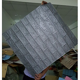 Mua Bộ 10 Tấm Xốp Dán Tường Giả Gạch 3D Màu Xám 70cmx77cm