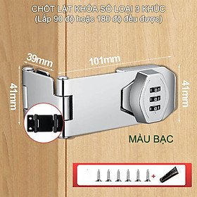 Chốt lật có khóa số, loại 3 khúc góc 90-180 độ đều được, dùng cho cửa, hòm, tủ, ngăn kéo bàn, bằng thép mạ chống gỉ