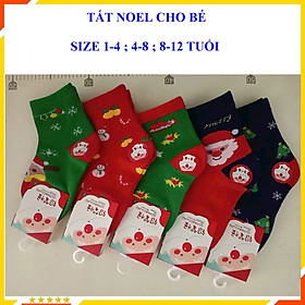 Tất Noel, Set 10 Đôi, Tất Trẻ Em, Tất Cao Cổ Bé Gái, Bé Trai, 3 Size 1-4, 4-8, 8-12 Tuổi