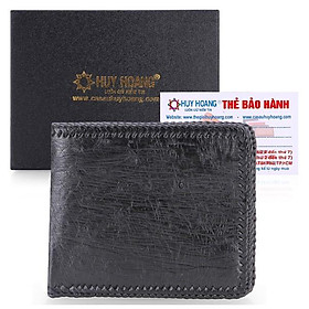 Bóp nam Huy Hoàng da đà điểu đan viền màu đen HT2416