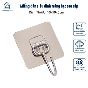Mua Set 10 Miếng Dán Tường Siêu Dính Tráng Bạc + Móc Inox 304 Chống Gỉ Cực Chắc - HÀNG CHÍNH HÃNG MINIIN