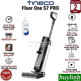 Máy hút bụi lau sàn khô và ướt thông minh Tineco Floor One S7 PRO - Bản quốc tế - dùng pin sạc 4000mah - 2 trong 1 - Hàng chính hãng