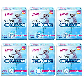 Bộ 6 Gói Băng Vệ Sinh Diana SenSi Cool Fresh Siêu Mỏng Cánh (8 Miếng/Gói)