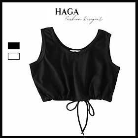 Áo ba lỗ nữ HAGA áo sát nách nữ croptop khoét nách sâu cổ tròn vải tăm lạnh ABLVB35