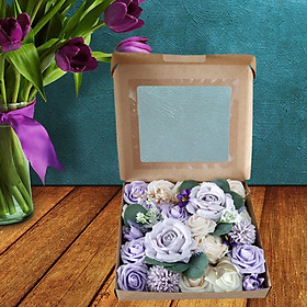 Artificial Flowers Box DIY with Stems Fake Flower for Wedding Decor Ornament