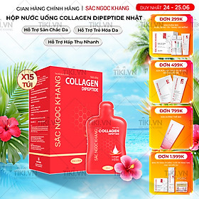 (New) Nước uống Collagen dipeptide 15 túi Sắc Ngọc Khang tinh khiết nhập khẩu từ Nhật Bản, đạt chuẩn hàm lượng hấp thụ nhanh & vượt trội giúp trẻ hóa làn da - săn chắc và sáng mịn