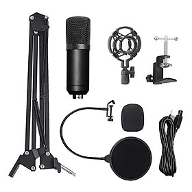 Studio Condenser USB Microphone with Suspension Boom Scissor Arm Stand, for Radio Broadcasting Studio, Voice-Over Sound Studio, Stages, and TV Station