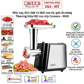 Mua  BẢO HÀNH 12 THÁNG - HÀNG CHÍNH HÃNG  Máy xay  đùn thịt và thái rau củ  quả đa năng. Thương hiệu Mỹ cao cấp Camoca MGB - Công suất 1600W  9 lưỡi dao đa năng  nhỏ gọn