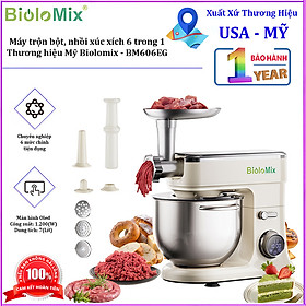 Máy trộn bột, nhồi xúc xích 6 trong 1. Thương hiệu Mỹ cao cấp Biolomix - BM606EG. HÀNG CHÍNH HÃNG