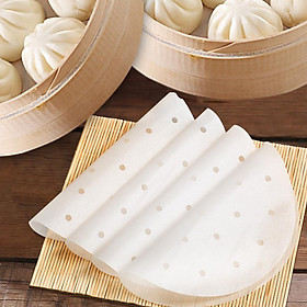 400pcs Disposable Round Perforated Steamer Paper Kitchen Steamer Liners Baking Mats for AirFryer
