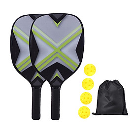Pickleball Paddles Set of 2 Rackets with 4 Balls and Storage Bag for Indoor and Outdoor Tournament