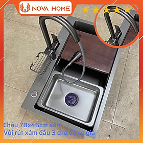 Mua Vòi rửa bát rút lõi đồng mạ nano xám Kagol K12