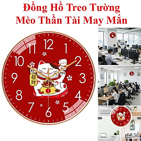 Đồng Hồ Treo Tường Mèo Thần Tài May Mắn