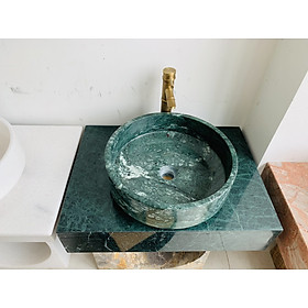 Mua Chậu rửa mặt lavabo đá tự nhiên xanh dưa XVM40 - Tròn vát lòng
