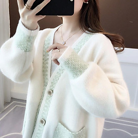 Áo khoác len nữ Cardigan áo khoác len dày chenille nữ tính