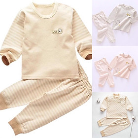 Set quần áo Thu Đông 100% cotton hữu cơ tự nhiên cho bé 3-24m