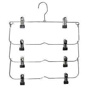 4 Tier Skirt Hangers Pants Hangers Closet Organizer Metal Fold up Space Saving Hangers Home Clothes Storage, 2 Colors To Choose