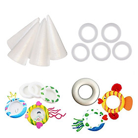 10pcs Cone And Circle Styrofoam Foam Material for Kids Modeling Craft