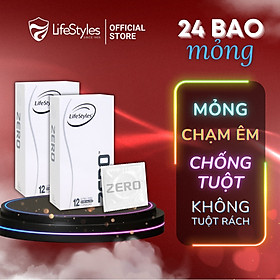 Bộ 2 Hộp Bao Cao Su LifeStyles Zero Super Thin Siêu Mỏng Cao Cấp Hộp 12 bao