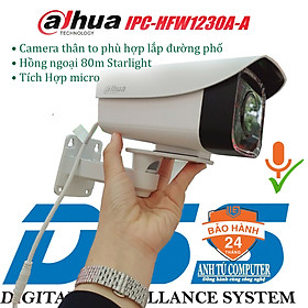 Mua Camera IP POE 2MP hồng ngoại 80m có mic Dahua HFW1230A-A hàng chính hãng