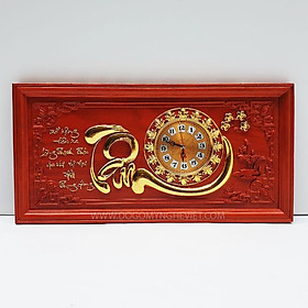 Mua Tranh Đồng Hồ Chữ Tâm Gỗ Hương Cao Cấp 81x41x3cm