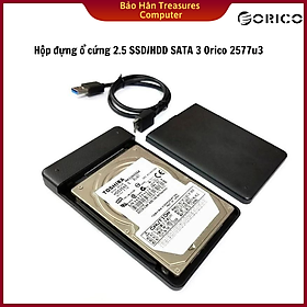 Hộp đựng ổ cứng 2.5 SSD/HDD SATA 3 USB 3.0 Orico 2577u3 ( vỏ nhựa đen - Hàng Nhập Khẩu