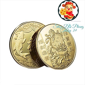 Đồng Xu Hình Thần Tài Khai Lộc - Cá Chép Phong Thuỷ May Mắn