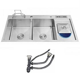 Chậu rửa bát INOX 304 02 hộc, có hộc để rác tiện lợi