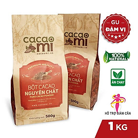 Hình ảnh Bột ca cao nguyên chất không đường Cacao Mi dòng Premium vị đậm đà làm bánh pha thức uống sô cô la trà sữa - 1kg