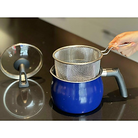 Mua Nồi chiên ngập dầu kèm rổ chiên đồ inox  vung tự đứng KAIYO 15cm Nhật Bản