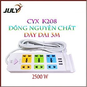 Ổ CẮM ĐIỆN CYX K208 ĐA NĂNG THIẾT KẾ DÂY ĐỒNG NGUYÊN CHẤT VỚI 4 CỔNG USB-JL