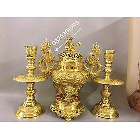 Mua Bộ đỉnh thờ lư thờ bằng đồng cao 60cm .Bộ Đồ thờ đồng thau cao 60cm