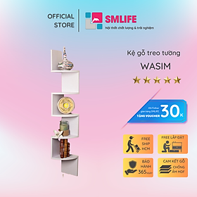 Kệ gỗ treo tường trang trí hiện đại SMLIFE Wasim  | Gỗ MDF dày 17mm chống ẩm | D20xR20xC128,5cm