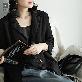 Áo vest Blazer Linen nữ 1 lớp LAHSTORE, chất vải linen mềm mại, thời trang thu đông. Phong cách Hàn Quốc