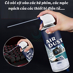 Chai xịt vệ sinh máy ảnh, bàn phím, bo mạch máy tính 450ML- Bình xịt khí nén đa năng dùng cho máy quay, ống kính, điện thoại...- Hàng nhập khẩu