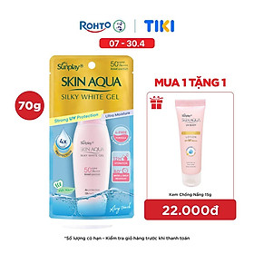 Kem chống nắng Skin Aqua dưỡng trắng & dưỡng ẩm, dùng hàng ngày dạng gel Sunplay Skin Aqua Silky White Gel Eco Việt Nam SPF 50, PA++++ 70g