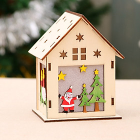 Xmas Luminous Wooden House Hotel Christmas Tree Window Decoration Pendant Ornaments DIY Gift
