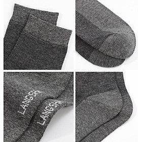 Langsha socks men's cotton tube mesh cotton socks spring and summer ultra-thin breathable socks black 6 pairs of code
