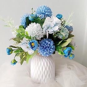 Mua Chậu hoa cẩm tú cầu giả 35cm kèm bình gốm sứ trang trí nhà cửa phong cách hiện đại LTC-01