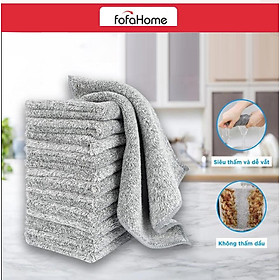Mua Set 10 Khăn Lau Đa Năng Bằng Sợi Than Tre Siêu Thấm Hút Kháng Khuẩn Hình Vuông Màu Xám Khói -Hàng chính hãng