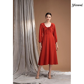 Đầm rút dây ở cổ màu gạch M012210029