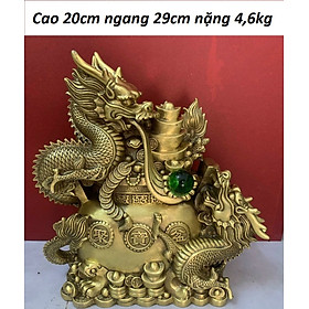 Mua Tượng rồng song long cuộn hũ vàng bằng đồng MS285