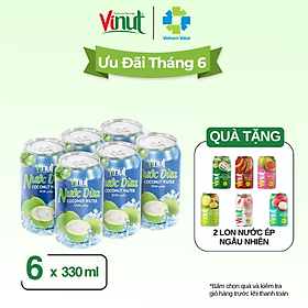 [LỐC 6 LON] Nước ép Dừa, Nước ép trái cây tươi VINUT. Lon 330ml.
