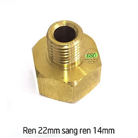 Khớp nối chuyển ren trong 22mm sang ren ngoài 14mm (13.8mm) Bằng Đồng, phụ kiện máy rửa xe