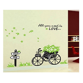 Decal dán tường xe đạp hoa pk89