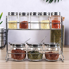 Mua Hũ Gia Vị 2 Tầng 8 Lọ Cao Cấp Thủy Tinh Nắp Inox #304 - Thép Không Gỉ