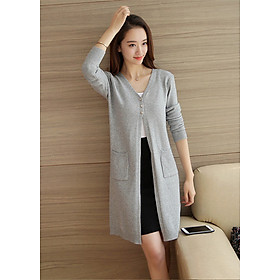 Hình ảnh Áo cardigan dáng dài 2 túi freesize ak33